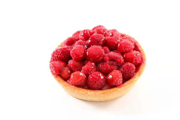 Tarte Framboise Isolée Sur Plan Blanc — Photo