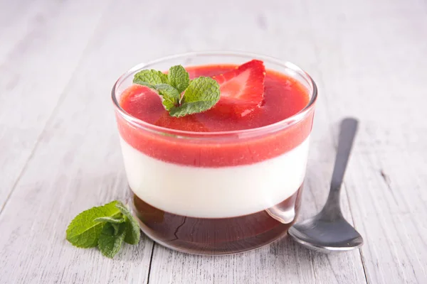 Sabroso Pannacotta Primer Plano Disparo — Foto de Stock