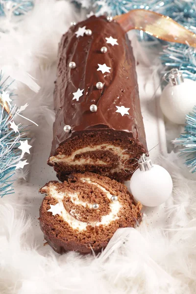 Pastel Chocolate Navidad Decoración — Foto de Stock
