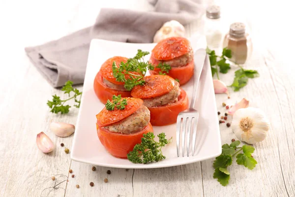 Tomate Cuite Four Avec Bœuf Haché — Photo