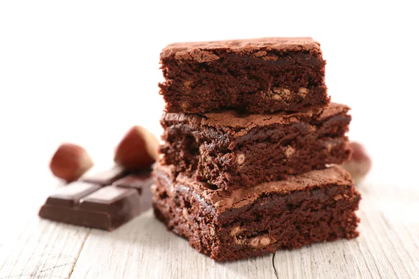 Delicioso Brownie Chocolate Com Avelã — Fotografia de Stock