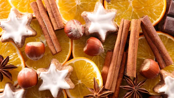 Dried Orange Cinnamon Gingerbread Cookies Top View — Stock Photo, Image