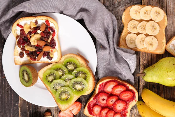 assorted of toast with fruits- breakfast toast, sandwich