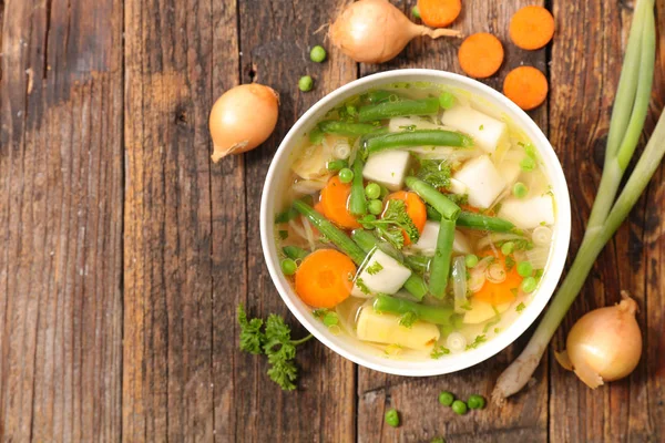 Sup Dengan Kaldu Dan Sayuran — Stok Foto