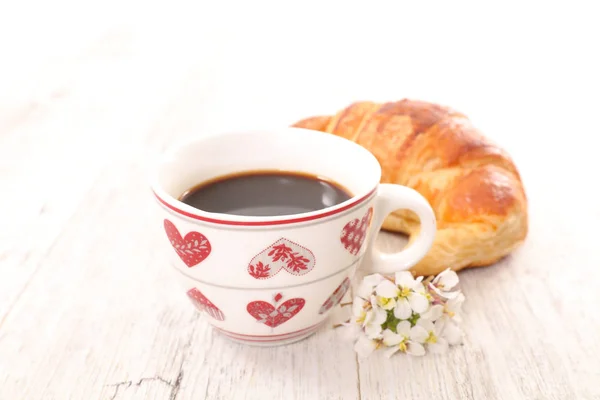 Coffee Cup Fresh Croissant — Stock Photo, Image