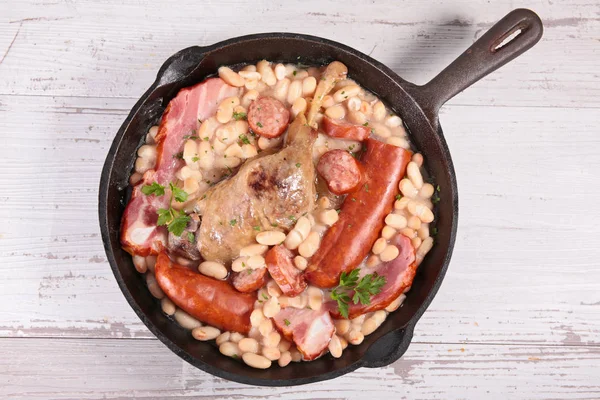 Cassoulet French Dish Duck Sausage Bacon Bean — Stock Photo, Image
