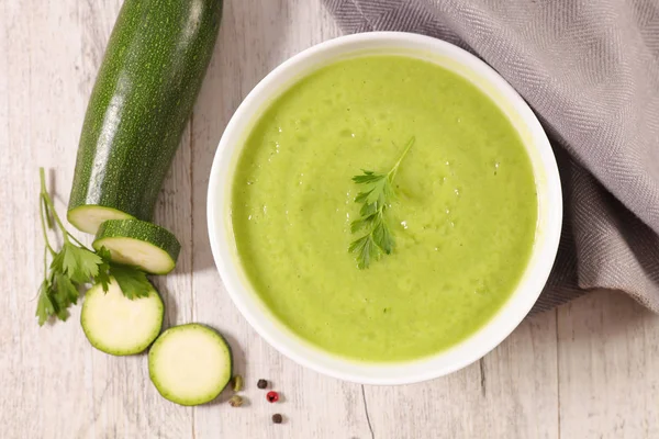 Soupe Courgettes Dans Bol Hiver Soupe Confortable — Photo