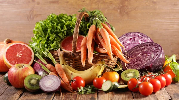 Collection Fruit Vegetable Healthy Food — Stock Photo, Image