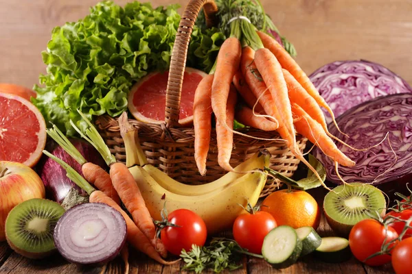 Zdrowa Koncepcja Żywności Owocami Warzywami — Zdjęcie stockowe