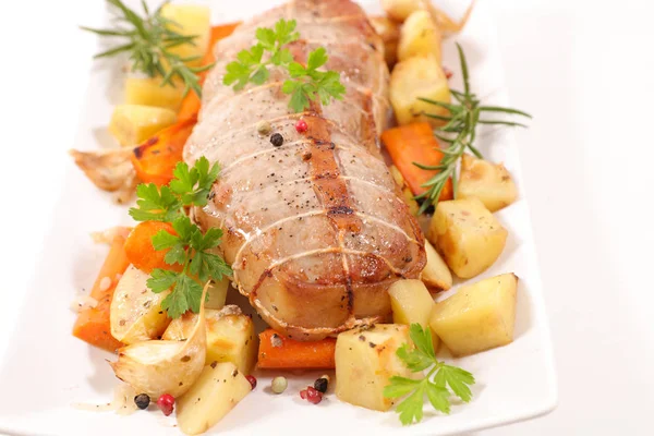 Roasted Beef Veal Vegetable Herbs — Stock Photo, Image