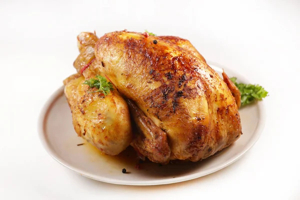 Roasted Chicken Plate Top View — Stock Photo, Image