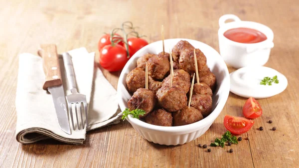 Boulette Viande Frite Sauce Tomate — Photo