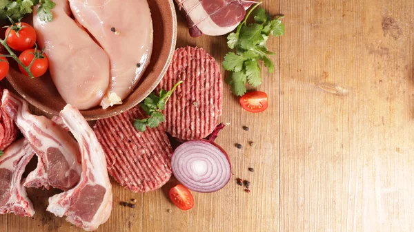 Assorted Raw Meats Beef Pork Veal Lamb — Stock Photo, Image