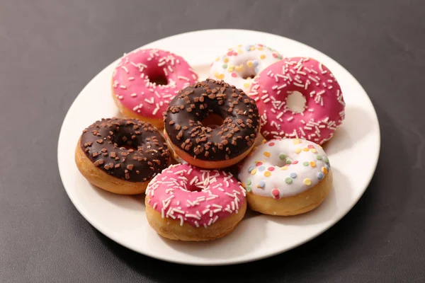 Sammlung Von Donut Mit Verschiedenen Zuckerguss — Stockfoto