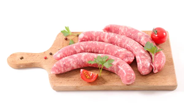 Saucisse Crue Isolée Sur Fond Blanc — Photo