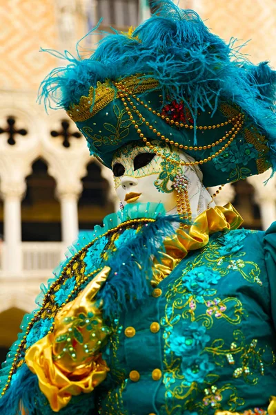 Carnaval Veneza Carnaval Festivo Tradicional Com Traje Mascarada — Fotografia de Stock