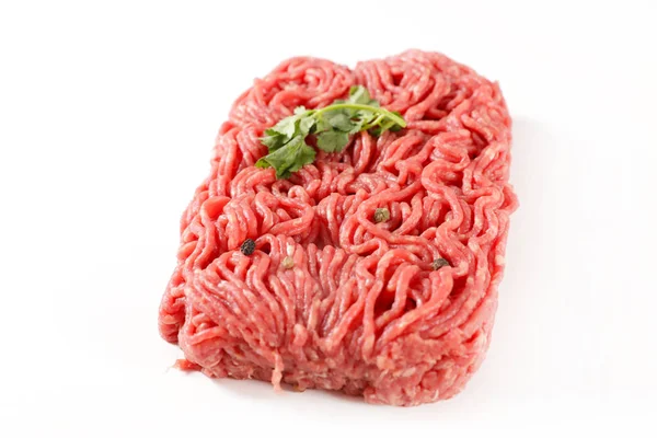 Raw Minced Beef Herb Isolated White Background — 스톡 사진