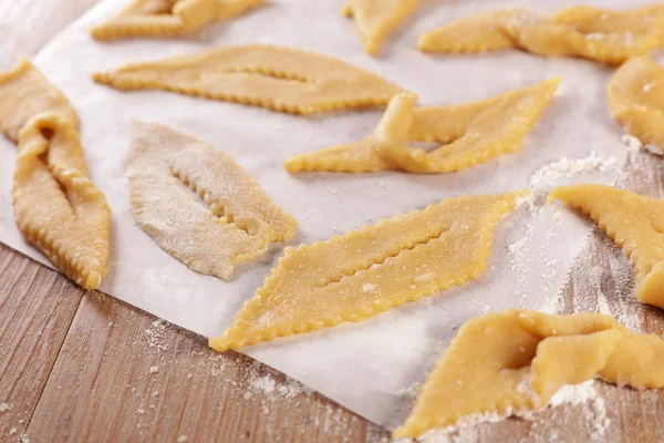 Bugnes Traditionnels Français Pour Carnaval Pâte Crue Ingrédient — Photo