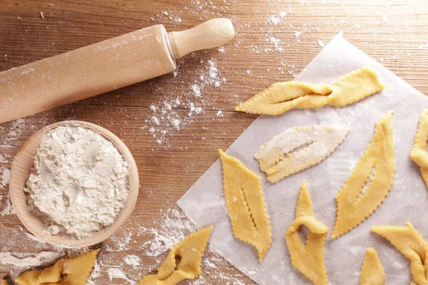 Traditional French Bugnes Carnival Raw Dough Ingredient — Stock Photo, Image