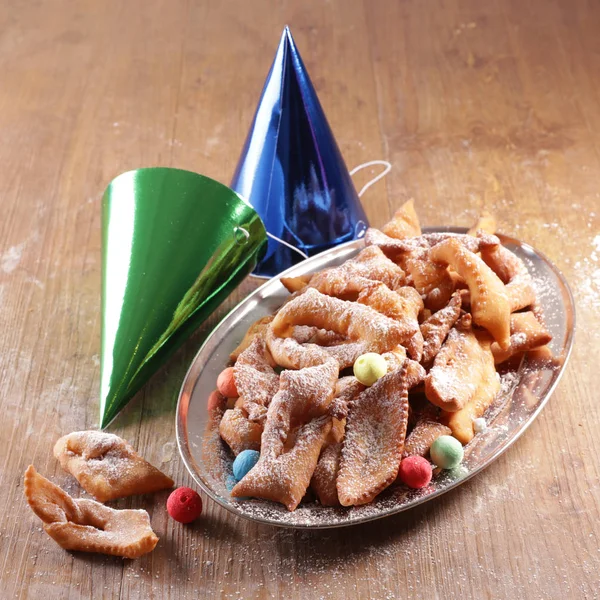 Traditional French Bugne Donut Carnival Confetti — Stock Photo, Image