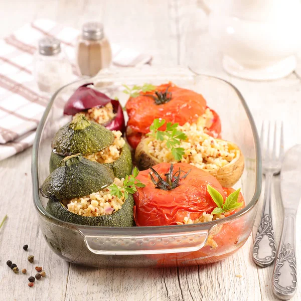 Baked Vegetable Tomato Zucchini Potato Stuffed Cereal — Stock Photo, Image