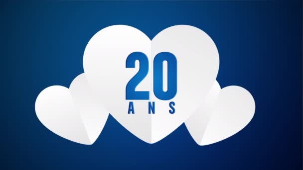 Concept Joyeux Anniversaire Avec Des Cœurs Battants Sur Fond Bleu — Video