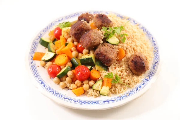 Couscous Met Gehaktbal Groente — Stockfoto