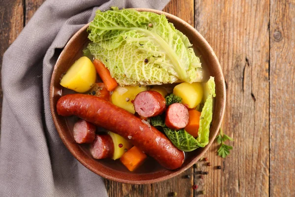 Cabbage Vegetable Sausage Broth — 스톡 사진