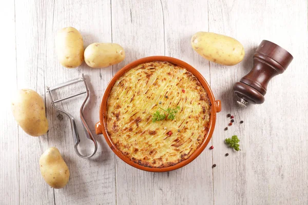 Gebakken Aardappel Gehakt Rundvlees Traditionele Hachis Parmentier Herderstaart — Stockfoto