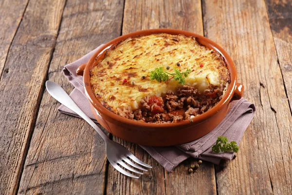 Torta Pastor Purê Batata Assada Com Carne Picada — Fotografia de Stock