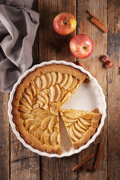 Homemade Gourmet Apple Pie Wooden Background — Stock Photo, Image