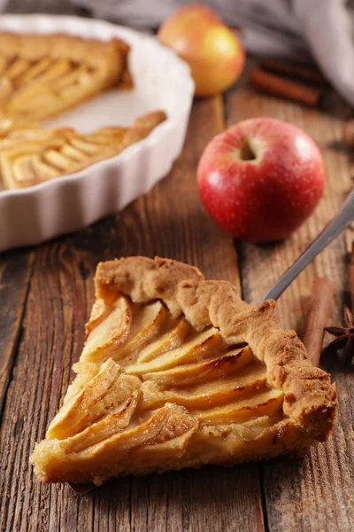 apple pie close up on slice of an apple pie