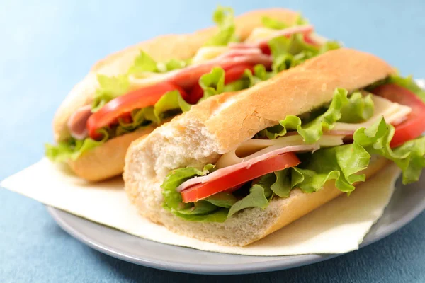 Sandwich Bread Ham Cheese Tomato — Stock Photo, Image