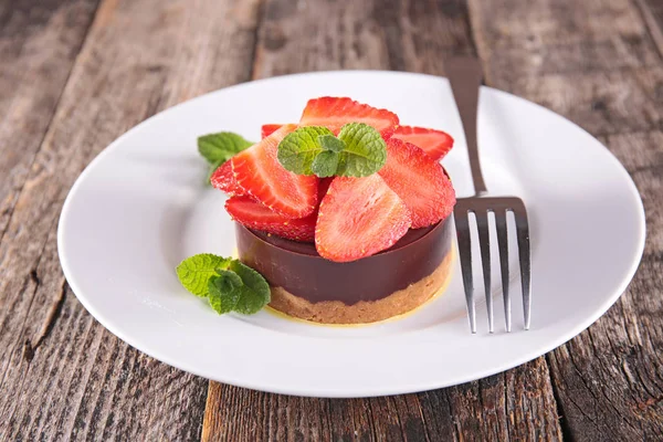 Deliziosa Torta Cioccolato Fragola — Foto Stock