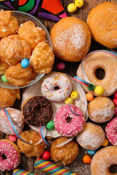 Assorted Donut Cake Pastry Carnival Mardi Gras — 스톡 사진