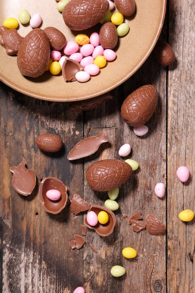 Oeuf Chocolat Bonbons Jour Pâques — Photo