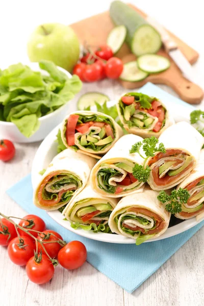 Involucro Sandwich Con Formaggio Verdure — Foto Stock
