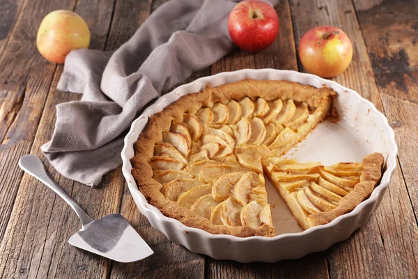 Homemade Gourmet Apple Pie Wooden Background — 스톡 사진