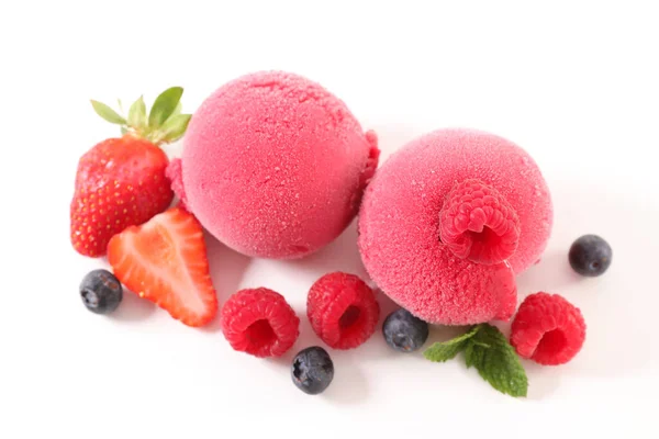 Berry Fruit Ice Cream Isolated White Background — Stock Photo, Image