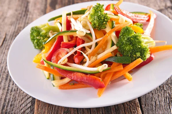 Asian Dish Fried Vegetable Broccoli Carrot Zucchini Bell Pepper — Stock Photo, Image