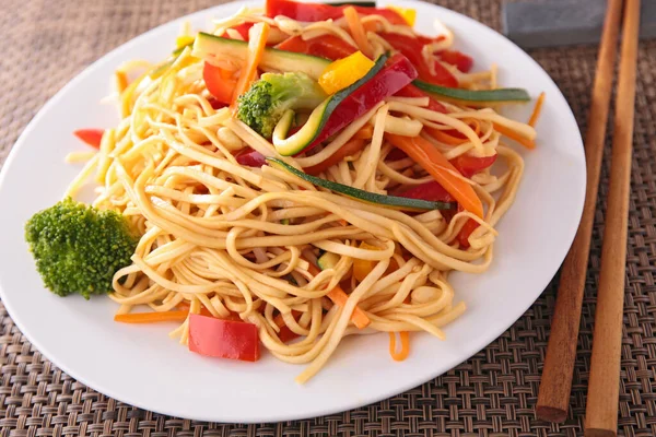 Fried Noodles Vegetable Soy Sauce Wok Stir Fry — Stock Photo, Image