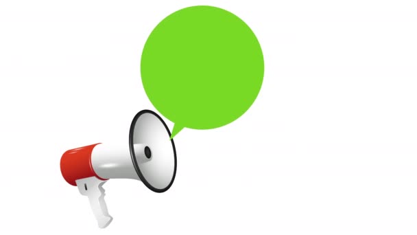 Мегафон Динамик Зеленый Пузырь Речи — стоковое видео