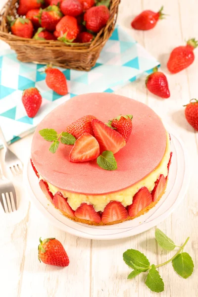 Strawberry Shortcake Strawberry Cake Cream — Stock Photo, Image