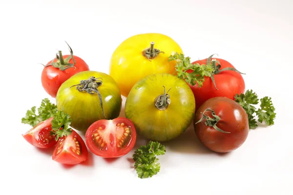 Surtido Varios Tomates Coloridos Hierbas —  Fotos de Stock