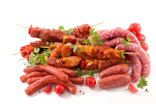 Assorted Barbecue Meat Sausage Skewer — Stock Photo, Image