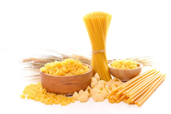 Diverse Olika Pasta Isolerad Vit Bakgrund — Stockfoto