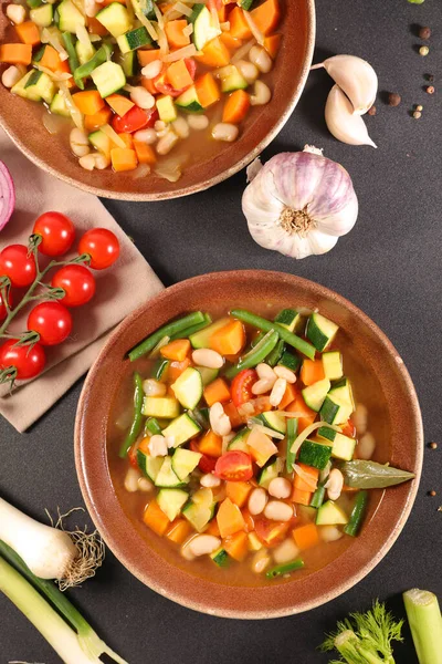 Grönsaks Och Buljong Grönsakssoppa — Stockfoto