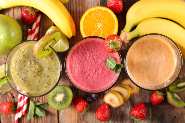 Assortiment Jus Fruits Smoothie Sain — Photo