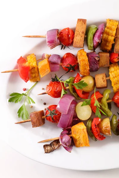 Vegetable Grilled Barbecue Cob Corn Tomato Bell Pepper Onion — Stock Photo, Image