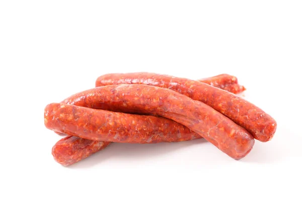 Salsiccia Grezza Isolata Sfondo Bianco — Foto Stock